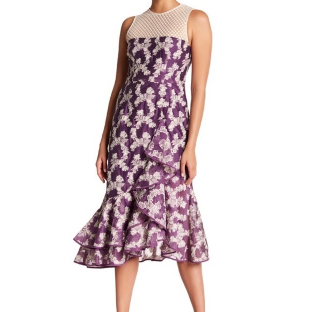 nanette lepore purple floral printed dress